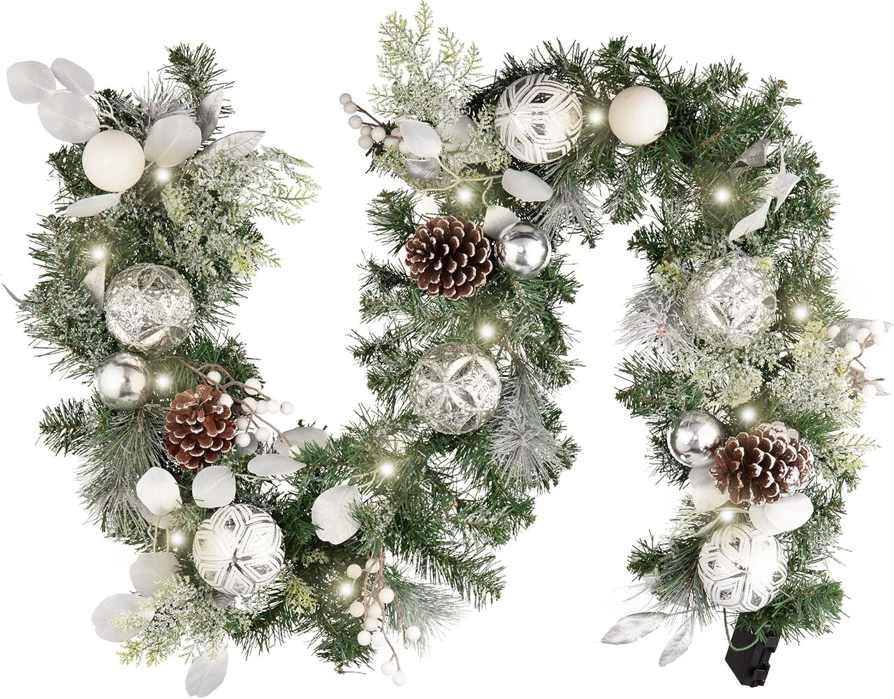 6 Feet Pre-Lit Christmas Garland with Lights for Mantle (72 x 4 x 4 inches)